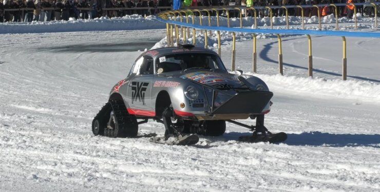 Раритетний спорткар Porsche 50-х перетворили на незвичайний гусеничний снігохід (ВІДЕО)